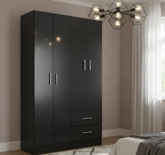 Guarda-Roupa 4 Portas Ravena 90 cm Preto