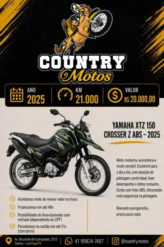 Xtz 150 Crosser Z Abs - 2025 - Aceito moto na troca