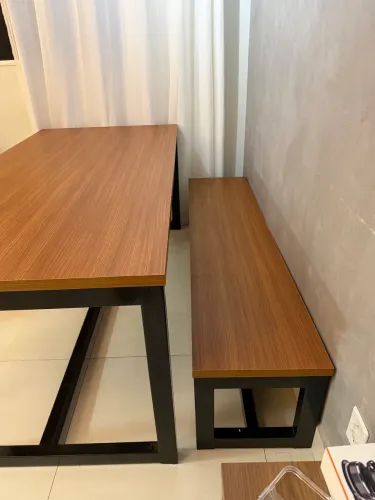 Mesa rústica 6 lugares com 3 cadeiras Tramontina 