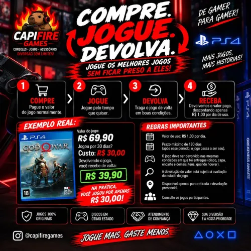 Jogos PS4 - Compre, Jogue e Devolva | CAPIFIRE GAMES