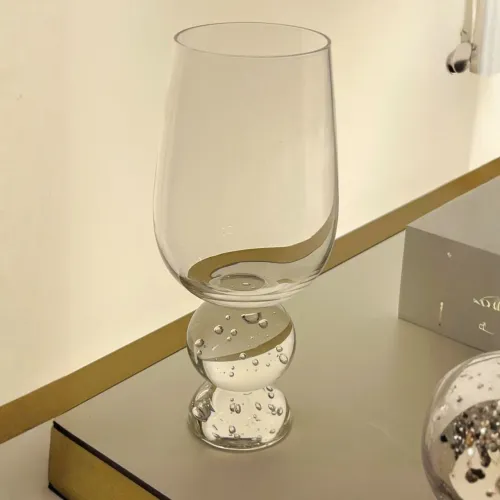 Conjunto 6 Taças Vidro Base Esfera Luna Grande Transparente 500ml, produto novo