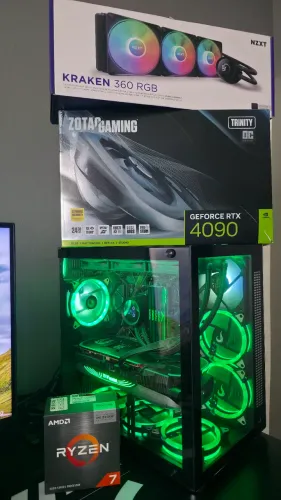PC gamer high end rtx 4090 24gb rysen 7 5700x3d 32gb memória ram detalhes descrição