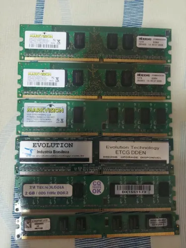 Lote 6 memórias RAM DDR2 2GB 800MHZ