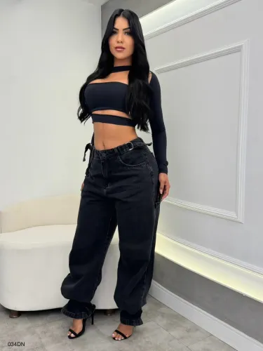 Calça wide leg pimenta original