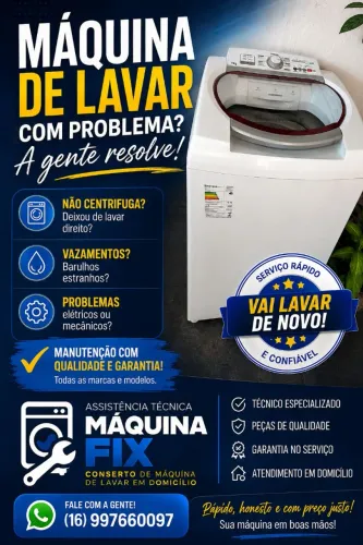 Conserto de máquina de lavar. Araraquara e Américo.
