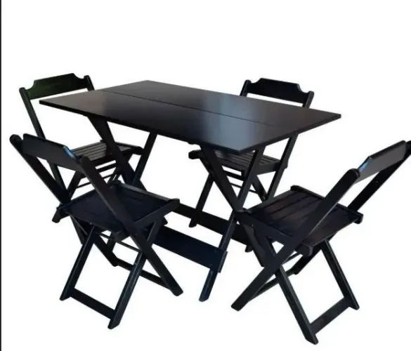 Jogo de mesa com 4 cadeiras de madeira dobrável 120x70