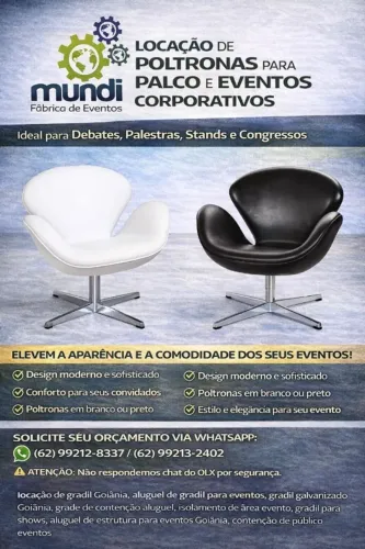 LOCAÇÃO DE POLTRONA SWAN EM GOIÂNIA | POLTRONA GIRATÓRIA PARA PALCO E EVENTOS