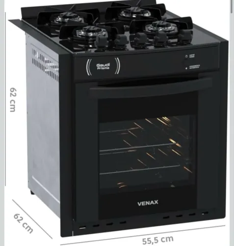 Fogao A Gas De Embutir Gaudi Prisma Vitreo Bl 4q Preto Gas Glp