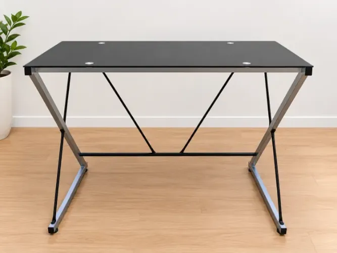 Mesa Escrivaninha Tampo de vidro com estrutura moderna