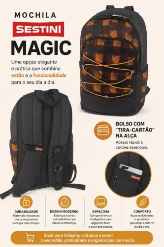 Mochila SESTINI - laptop & colegial - modelo Magic - Produto novo. 