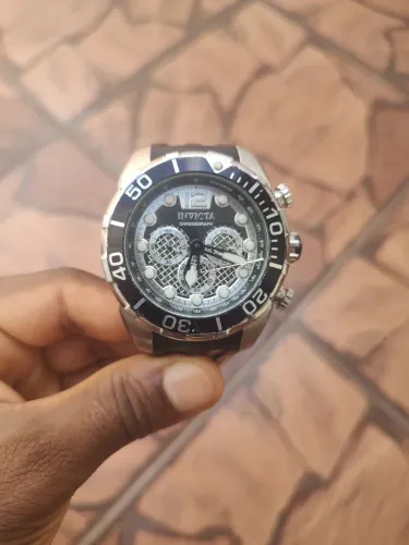 Relogio Invicta Pro Drive Scuba 0069 Prata Mostrador Preto.