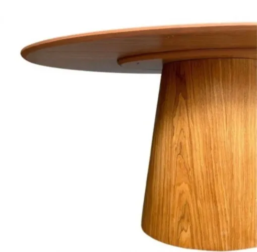 Mesa tampo oval base cone cor freijó 