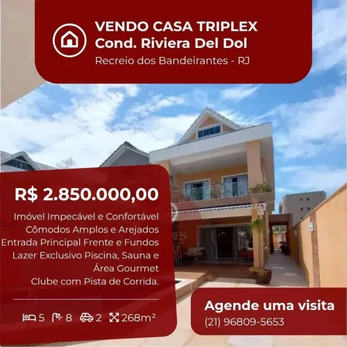 Casa de condomínio à venda, no Riviera Del Sol em Rio de Janeiro, Recreio dos Bandeirantes