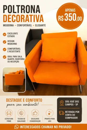 Poltrona Decorativa para Sala, Quarto ou Escritório / Super Confortável