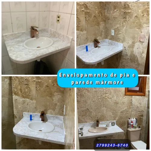 Plotagem de pia e parede adesivo mármore decorativo Vila Velha 