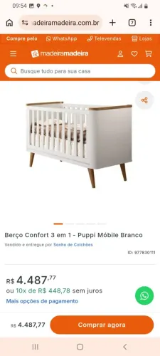 Berço Confort 3 em 01 - Puppi Móbile Branco