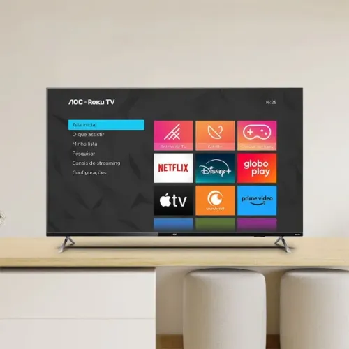 Nova Smart TV DLED-VA 4K 50" AOC nota fiscal 50U6125/78G, HDR10+/Dolby Vision, Roku TV,