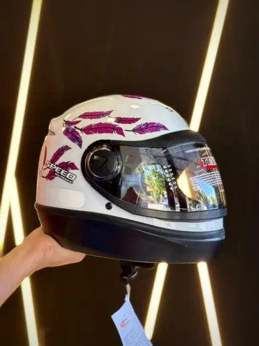 Capacete Sanmarino Speed Fly Branco/Rosa + Kit Viseira, pala e reparo de BRINDE n°60