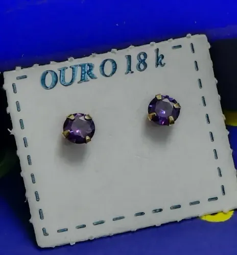 Brincos Zircônia 3 mm Cor Lilás
