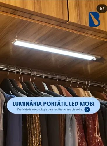 Luminaria Led Sensor Presença Recarregavel Usb Armario 30cm Cor da luz Branco Neutro