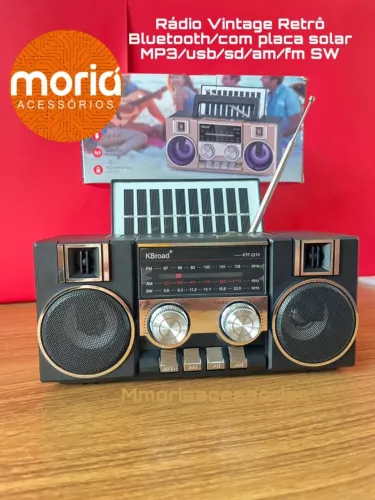 Radio Retrô Solar Fm/Am Usb Cartão de Memória Carregamento Solar Pilha ou na Tomada