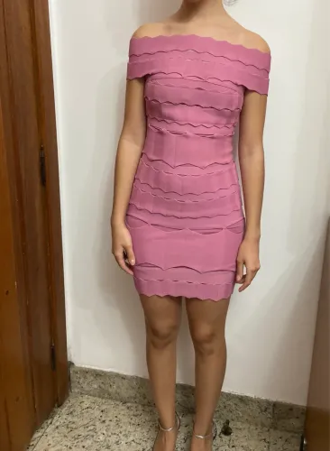 Vestido bandagem rosa claro Skazi