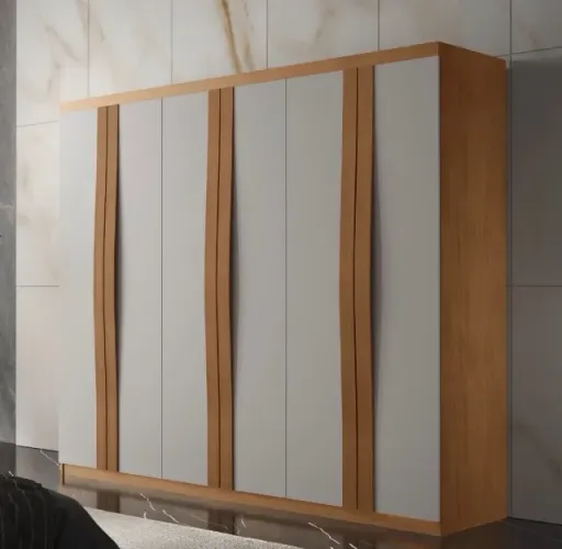 Guarda-Roupa Veneza 6 Portas Naturale com Off White