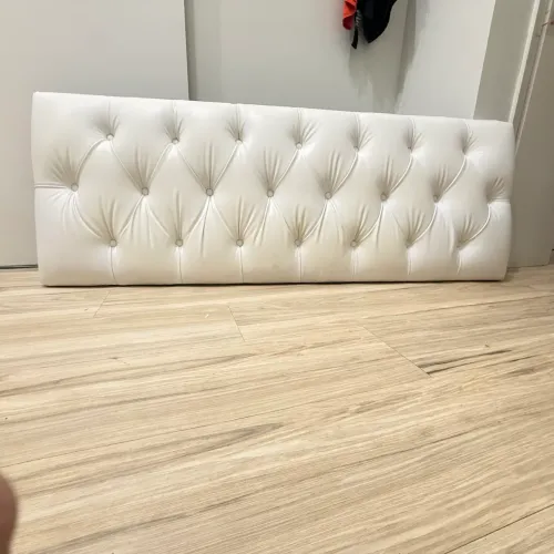 cabeceira cama casal almofadada corino branco
