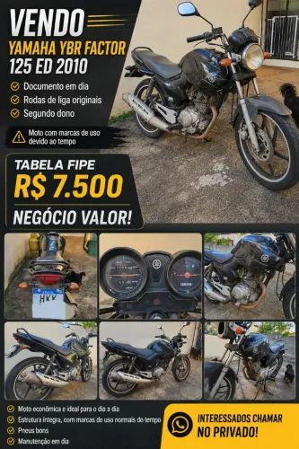 VENDO FACTOR 2010 ED, PARTIDA ELÉTRICA, RODA DE LIGA ORIGINAL, DOCUMENTOS EM DIA.