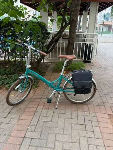 Bicicleta Dobrável Aro 24'' Rio XL 6 Marchas e Quadro de Alumínio Durban Azul Turquesa