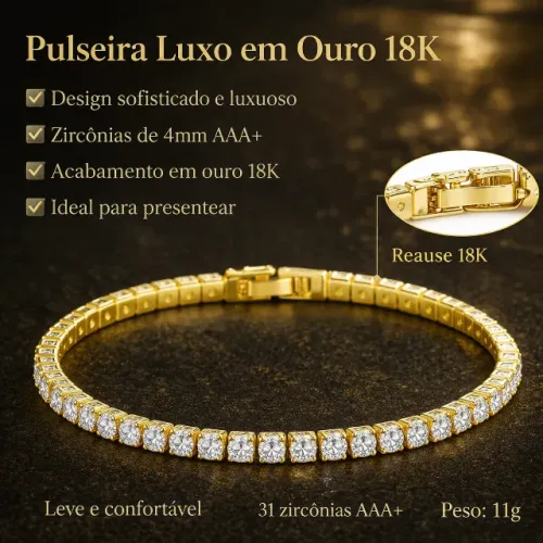 Pulseira Zircônia 3mm Riviera Ice De Luxo Antialérgico