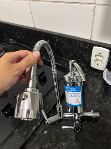 Torneira de Cozinha Gourmet com Filtro Tubo Flexível Flexível 2 Jatos Água Purificada