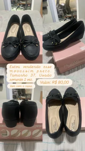 Mocassim preto feminino 37