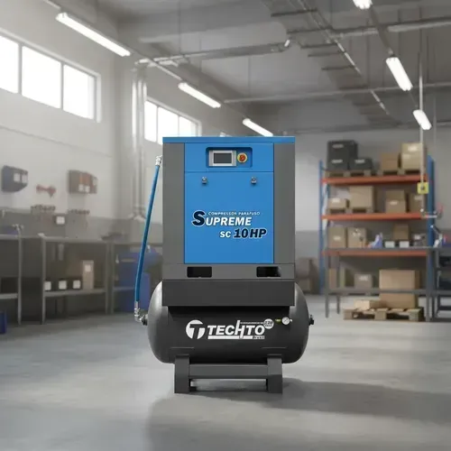 Compressor De Ar Parafuso Techto 10hp 230 Litros Trifasico