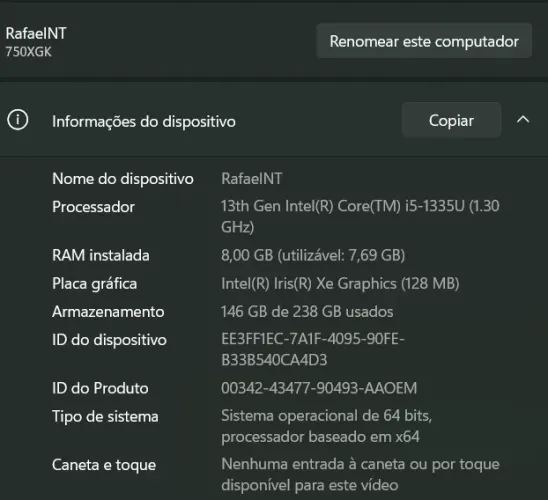 Galaxy Book4- I5-13th,8gb,256gb, tela 15,6