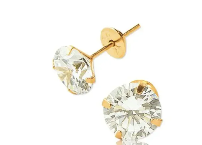 Brinco Pedrinha Ponto de luz Ouro 18k