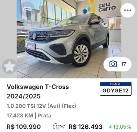 Volkswagen T-Cross 1.0 TSI Flex 12V 5P Aut. 2025