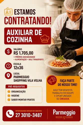 Vaga para Auxiliar de Cozinha