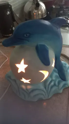 Luminária Abajur cerâmica Golfinho