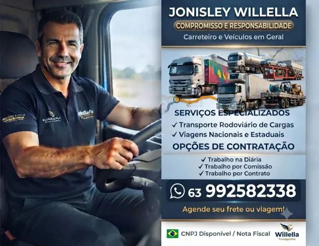 Motorista Disponível para viagens.