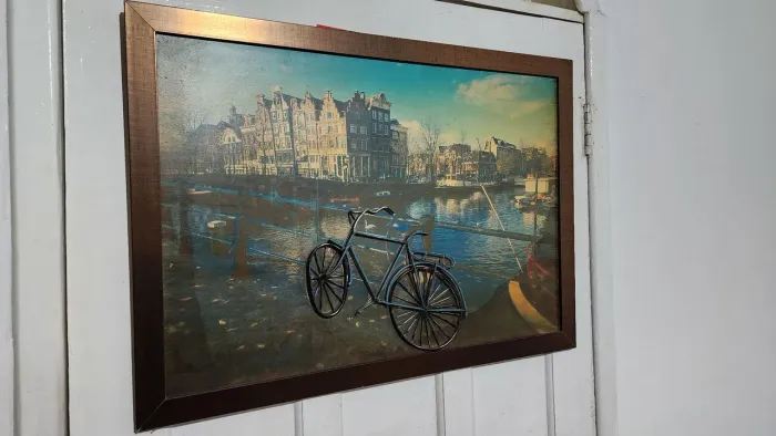 Quadro Parede Madeira c/ Bicicleta Metal 3D - 70cm x50cm