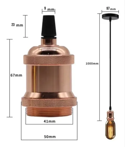 Fio Pendente Retro  Decoração 1m Tecido Bocale27+ Canopla