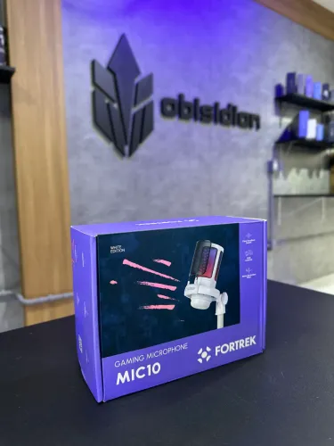 MICROFONE GAMER FORTREK MIC-10 BRANCO NOVO.