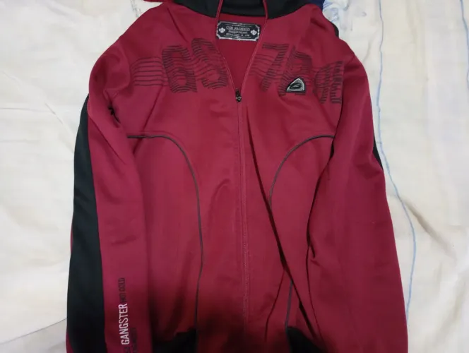 Jaqueta Moletom GSR Fashion Gangster 6978 Vinho e Preto com Ziper Tam M/G