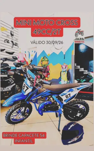MINI MOTO CROSS 49CC/2T BRINDE CAPACETE 54 INFANTIL EM 10 VEZES SEM JUROS 