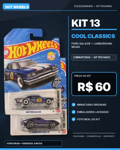 Kit 13 - Hot Wheels Ford Galaxie Lamborghini Miura 2 carros