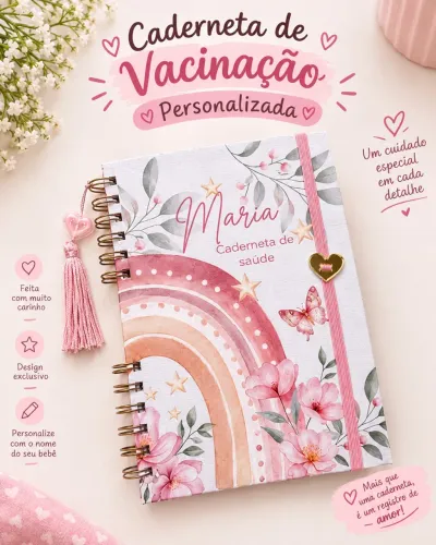 Caderneta de Vacinação Personalizada Infantil - Menino ou Menina | Capa Exclusiva