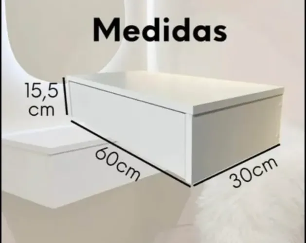 Penteadeira suspensa MDF com divisórias - 60cm