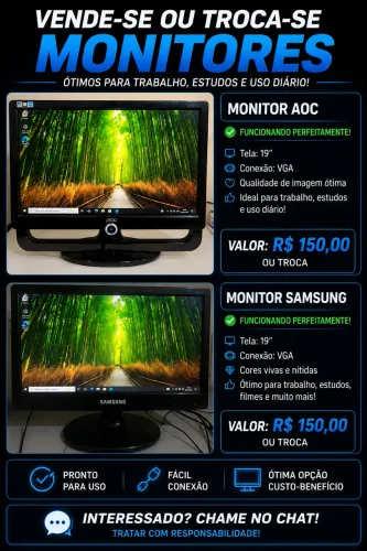 VENDO 2 MONITORES BOM TODO