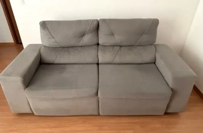 Sofá Retrátil Reclinável 3 Lugares Suede + Phormatta Evolution SMP Cinza